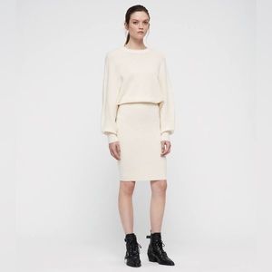 NWT All Saints Cream Knit Batwing Dolman Sleeve Gene Dress LARGE L Cosy